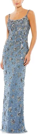 Mac Duggal Floral Embellished Scoop Neck Evening Gown in Slate Grey at Nordstrom, Size 10