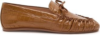 Stuart Weitzman Stuart Weitzman Britt Bow Crocodile-effect Leather Loafers - Brown - 37 (IT37/ UK4)
