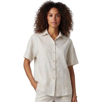 Lords of Harlech Paisley Explosion Womens Relaxed Linen Printed Shirt in Paisley Explosion Ivory at Nordstrom, Size Medium