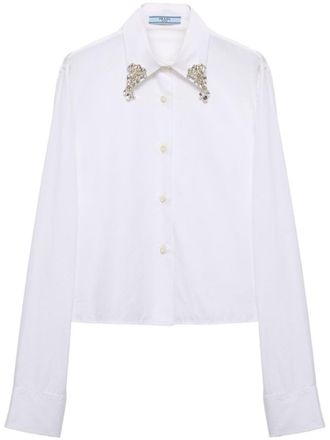 Prada Embroidered Poplin Boxy Shirt Clothing