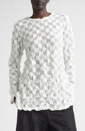 Comme Des Gar&ccedil;ons Raschel Knit Crushed Ruffle Top in White at Nordstrom, Size Medium
