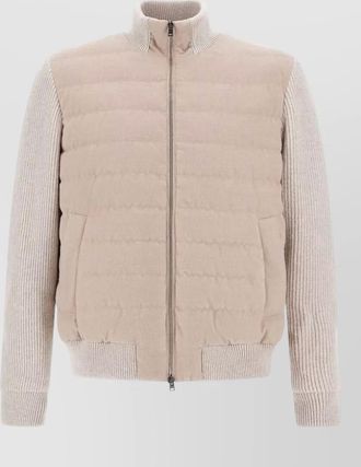 Herno down high collar long-sleeve ribbed puffer jacket