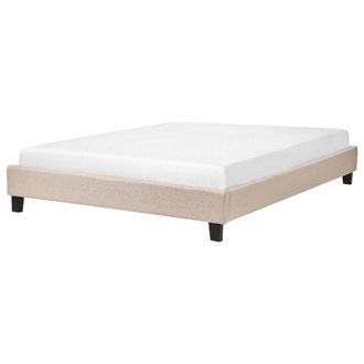 Beliani Beliani - Cama Tapizada Beige 140 X 200 Cm Con Somier Sin Cabecero Roanne