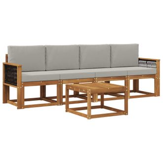 vidaXL Conjunto De Sof&aacute;s De Exterior 4 Pcs Natural Y Gris Claro Vidaxl