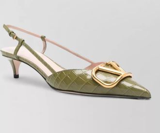 Valentino Garavani vlogo signature leather slingback kitten pumps