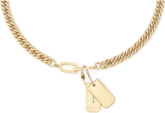 AllSaints Dog Tag Link Chain Pendant Necklace in Vintage Gold at Nordstrom