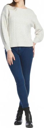 Papillon Cable Knit Sweater With Ribbed Trim Detail In Silver