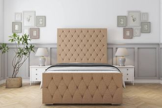 Sloomy Watson Dumfries Frame-Mattress - 50 Upholstered Headboard in Light Brown | Size: Single