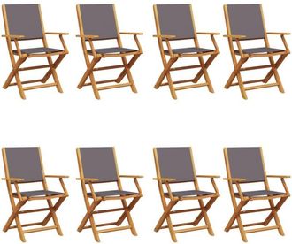 vidaXL Vidaxl - Folding Garden Chairs 8 pcs Anthracite Fabric and Solid Wood