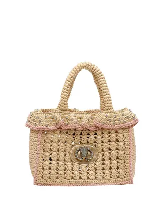 Kurt Geiger Beige Chelsea Ruffle Tote Bag