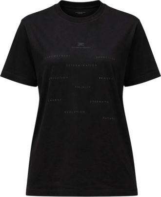 Elisabetta Franchi T-Shirts, female, Black, Size: 2XS Printed T-shirt