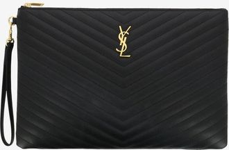 Saint Laurent Dokumententasche aus gestepptem Leder Monogramme