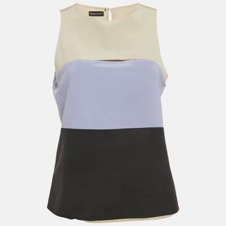 Emporio Armani Multicolour Striped Silk Sleeveless Top M