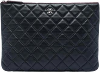 Chanel Pre-owned Vintage Quilted Clutch - Dames - Vintage Clutch - Zwart - ONE Size - Leer - Vintage