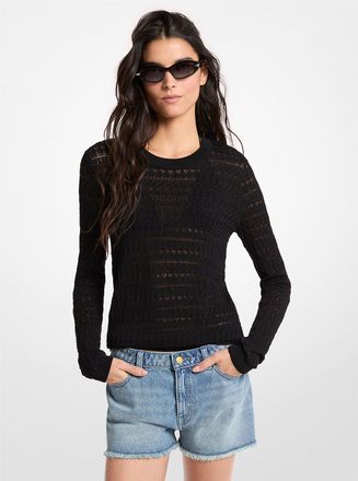 Michael Kors Pointelle Stretch Knit Sweater