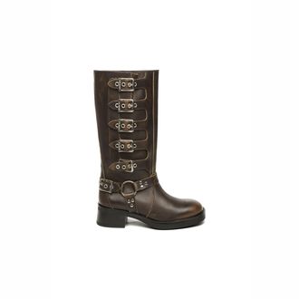 Steve Madden Womens Leather Battle 207 Boots - Brown - Size UK 3