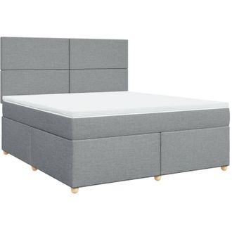 vidaXL Vidaxl - Cama Box Spring Con Colch&oacute;n Tela Gris Claro 180x200 Cm