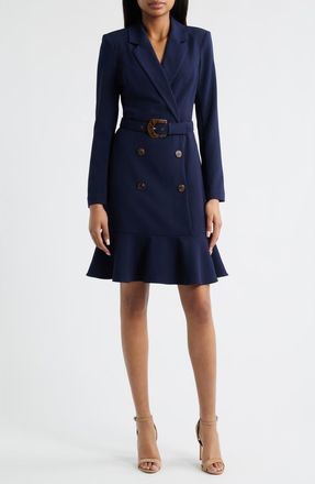 Eliza J Long Sleeve Belted Blazer Dress in Navy at Nordstrom Rack, Size 12
