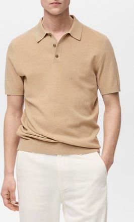 Mango Slim Fit Polo in Beige at Nordstrom, Size Small