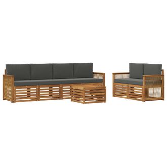 vidaXL Conjunto De Sof&aacute;s De Exterior 7 Pcs Natural Y Antracita Vidaxl
