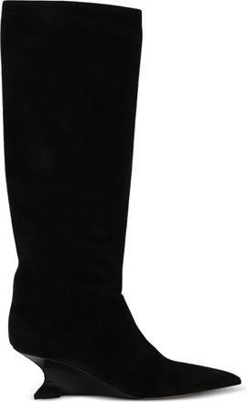 PARIS TEXAS Nina 50 mm knielaarzen met bewerkte hak - Zwart