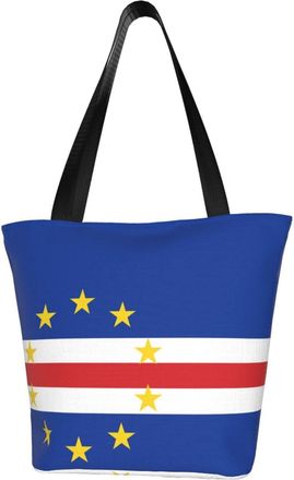 AOOEDM Cape Verde Flag Tote Bag Women Capacity Shoulder Grocery Shopping Bags