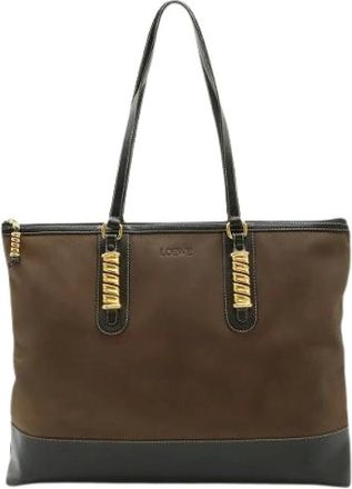 Loewe Pre-owned Tote Bags, male, Black, Size: ONE SIZE Pre-owned Velazquez Leather 2way Tote Bag