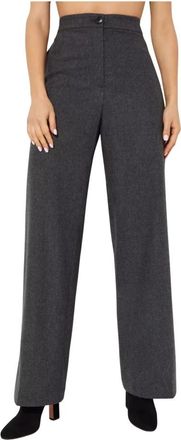 Yves Salomon Wide Flannel Broeken - Dames - Wijde Broeken - Grijs - S - Wol - Broeken