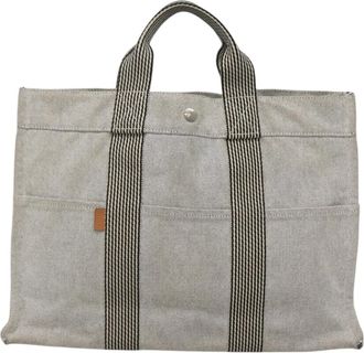 Hermès Herline Grey Canvas Tote Bag (Pre-Owned)
