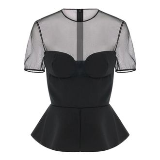 Nensi Dojaka Tailored Bustier With Sheer Neckline