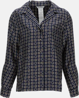 Max Mara Navy Blue Printed Shirt