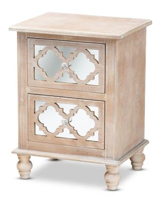 Baxton Studio Celia 2-Drawer Quatrefoil Nightstand