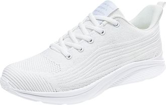 Generic Walking Shoes for Men Men Sports Shoes Fashion Summer Pattern Solid Mesh Breathable Comfortable Lace Up (White,6 5)