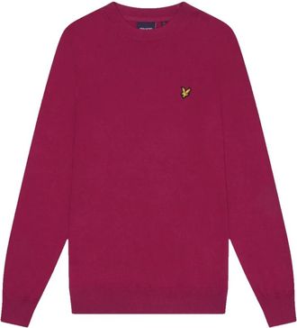 Lyle & Scott Cotton Merino Crew Neck Jumper - Heren - Ronde hals truien - Rood - M - Katoen - Truien & Vesten