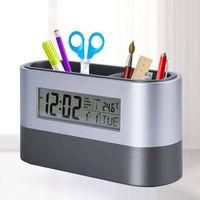 OEM Portal&aacute;pices Multifuncional Con Despertador Y Organizador De Escritorio - Elegante Dise&ntilde;o Gris - Crezuo