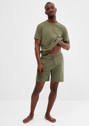 BOSS Mens Solid waffle pyjama short