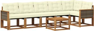 vidaXL Conjunto De Sof&aacute;s De Exterior 7 Uds. Natural Y Crema Vidaxl