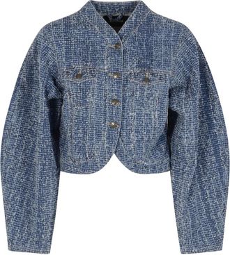 Rotate Rotate Birger Christensen, Jassen, Dames, Blauw, XS, Denim, Ronde Mouw Denim Jack