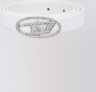 Diesel adjustable belt with embellished oval buckle