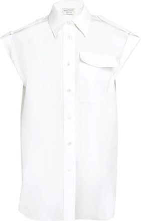 Alexander McQueen Overhemden, Dames, Wit, S, Katoen, Witte Mouwloze Katoenen Overhemd