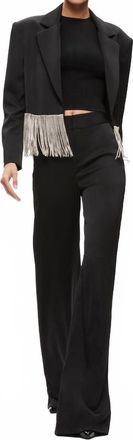 Alice & Olivia Shan Crystal Fringe Blazer In Black