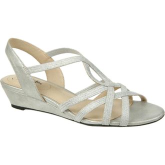 Life Stride Yaya Strappy Slingback Wedge Sandal in Silver at Nordstrom, Size 7.5