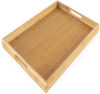 OEM Bandeja De Servicio En Bamb&uacute; - 35 X 22 Cm - Con Asas Planas - Reutilizable - Para Cocina Y Servicio
