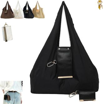 Generic Keychain Tote Bag,Expandable Leather Mini Bags with Key Ring,Foldable Lightweight Portable Handbag for Daily Errands & Travel (Black)