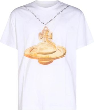 Vivienne Westwood Orb Goud T-shirt - Heren - T-shirts - Wit - L - Katoen - Tops