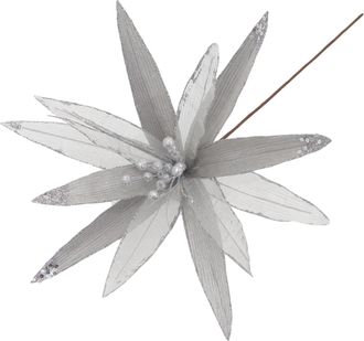 Christmas Sparkle Super Flower Decoration Glitter 45cm in Silver - Silver | TJ Hughes