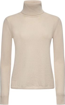 Max Mara Beige Wol Kasjmier Coltrui Sweater - Dames - Coltruien - Beige - L - Wol - Truien & Vesten