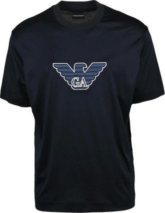 Emporio Armani Tops, Heren, Blauw, L, Katoen, T-shirts