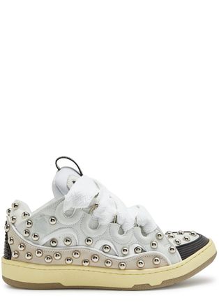 Lanvin Curb Panelled Stud Mesh Sneakers - White - 38 (IT38 / UK5), Lanvin Trainers, Leather - 38 (IT38 / UK5)