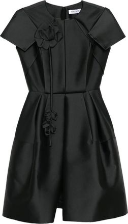 Dice Kayek floral-detail dress - women - Polyester/Silk - 38 - Black